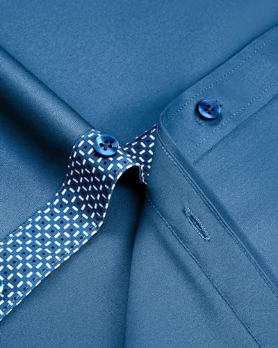 Men's Casual Long Sleeve Stretch Dress Shirt Wrinkle-Free Regular Fit Y629893