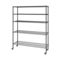 Seville Classics UltraDurable Heavy Duty NSF Solid Steel Wire Rack Storage Unit, Organizer for Garage, Warehouse, Office, Restaurant, Classroom, Kitchen, Black, 5-Tier Shelving, 36" W x 18" D