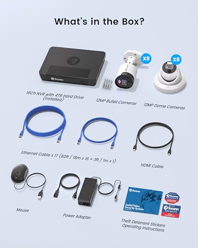4K Security Camera System, 8 Channel DVR with 2TB, Indoor/Outdoor Wired Bullet Cameras N5933