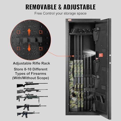 Gun Safe with Digital Keypad, Tall Rifle Storage Cabinet with Removable Shelf H5060