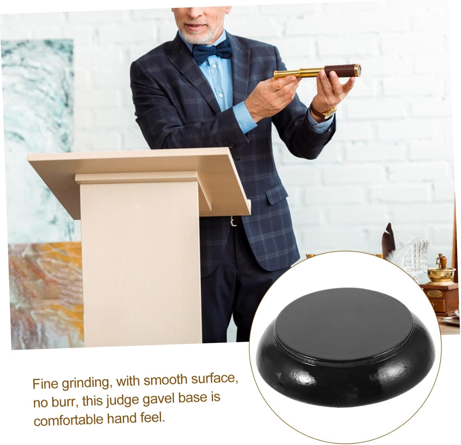 Wood Gavel Base Holder for Court Judge Hammer I46303