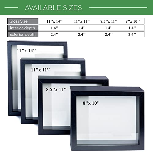 11" x 11" Dark Oak Wooden Shadow Box Frame with Tempered Glass and Felt Back I172
