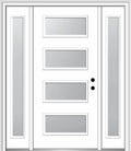 National Door Company, 64" x 80", Fiberglass Smooth, Primed, 4-Lite, Frosted Glass, Prehung Front Door with Two Sidelites on 4-9/16" Primed Composite Frame (Z03752378L)
