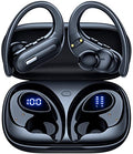 Wireless Earbuds V5.3 Bluetooth Headphones 90 Hrs Playtime Earbuds with Wireless Charging Case Power Display Over-ear Earphones with Earhooks Waterproof Stereo Headset for Android phone Workout Purple