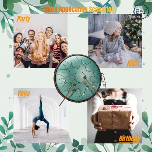 Steel Tongue Drum 15 Notes 14 Inches Percussion for Meditation Yoga S267032