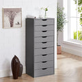 Naomi Home 9 Drawer Chest, Wood Storage Dresser Cabinet without Wheels, Large Craft Storage Organizer Makeup Drawer Unit for Closet, Bedroom, Office File Cabinet 200 lbs Total Capacity Black