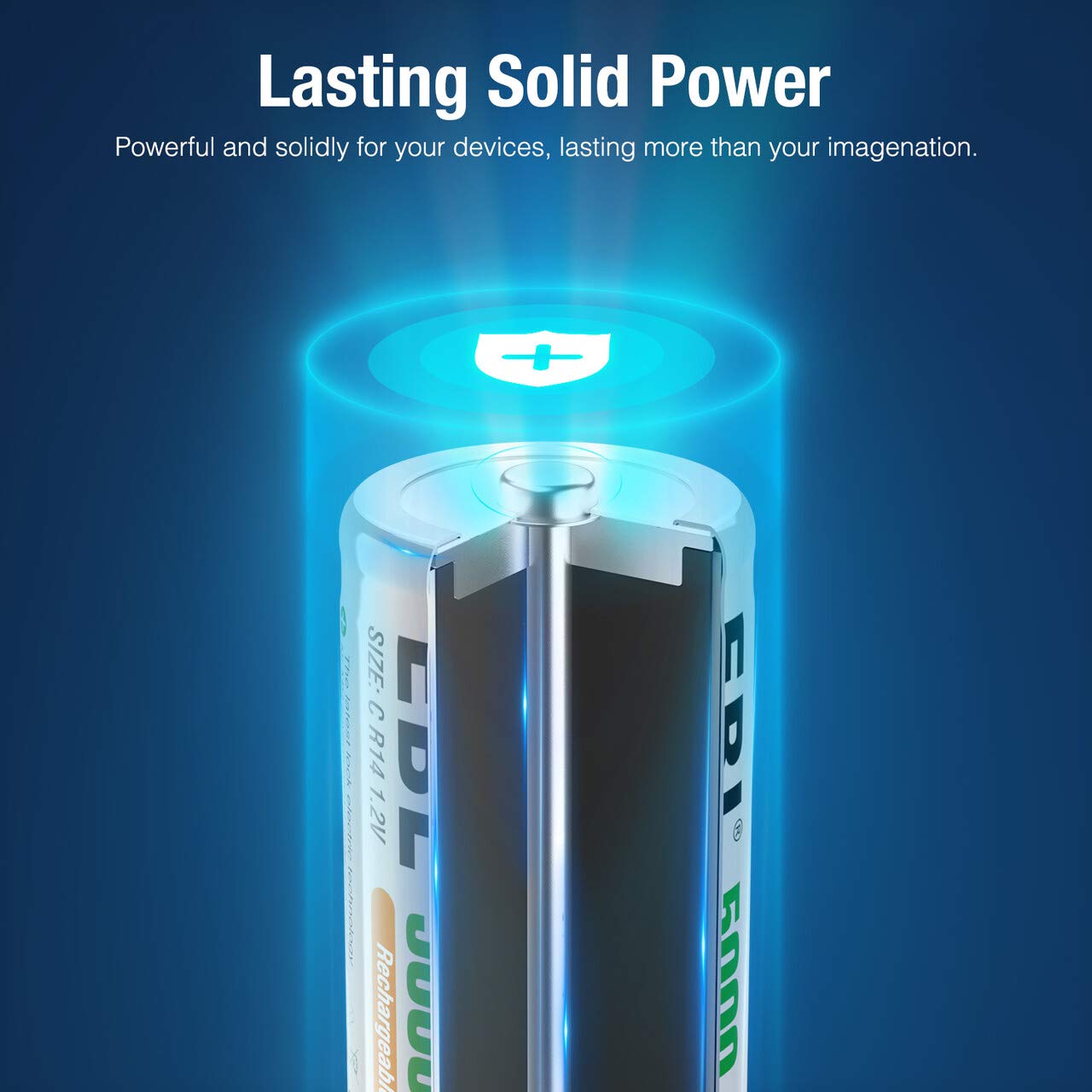Rechargeable C Batteries 5000mAh Ni-MH, Pack of 4 D5853