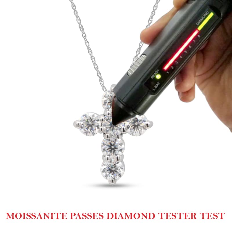 1/2 Carat Round Cut Moissanite Cross Pendant Necklace with 18" Chain F611