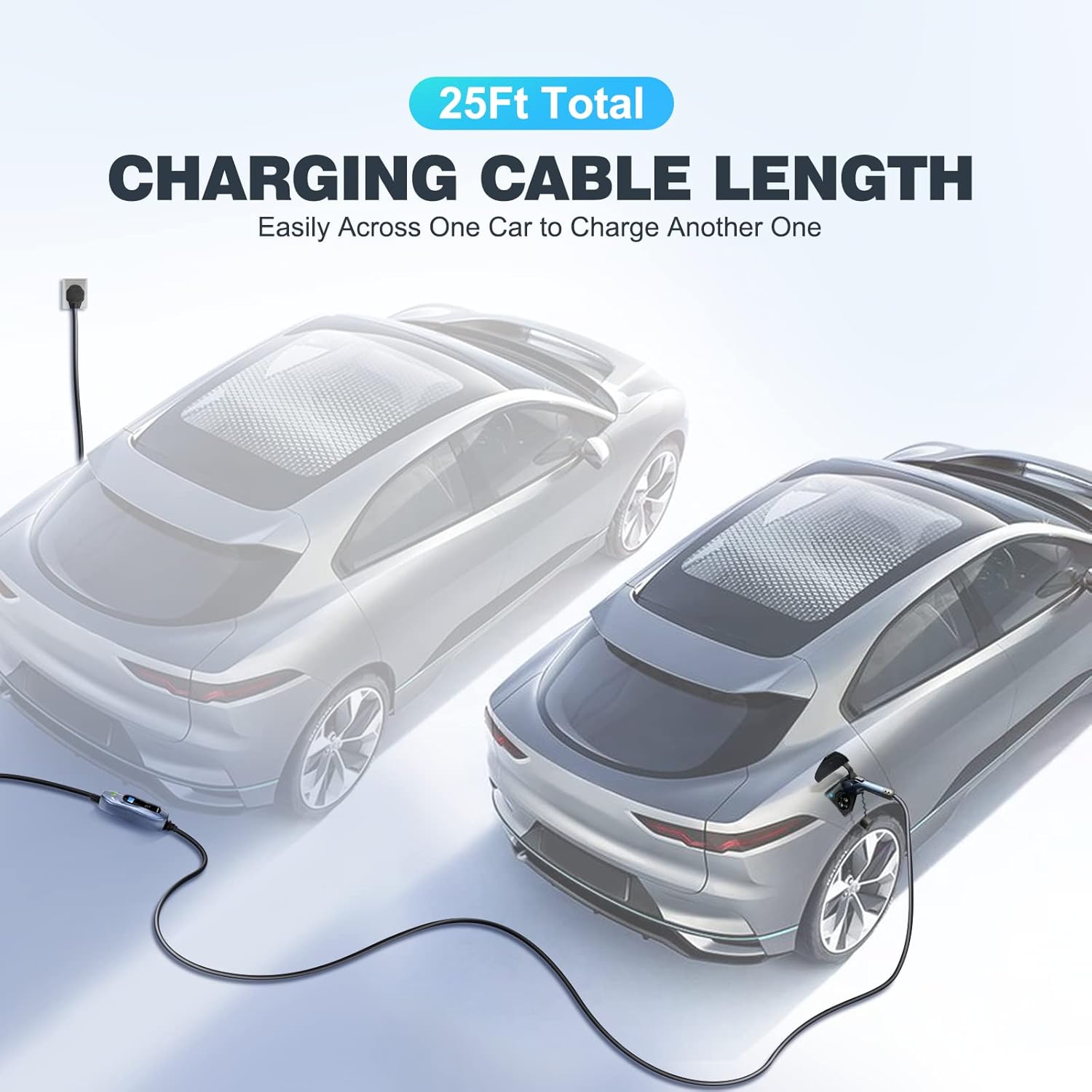 Portable EV Charger, 40 Amp, 240V, 25ft Cable T720