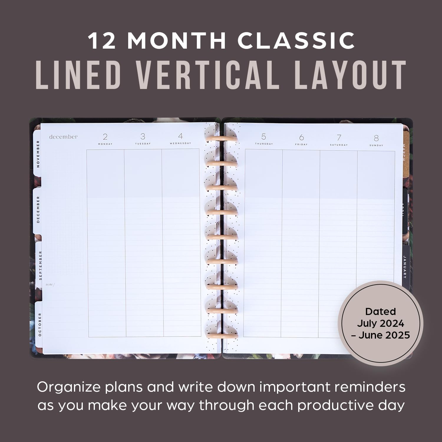 Disc-Bound 12-Month Academic Planner, Daily and Monthly, Classic Size, Vertical Layout, 7" x 9 1/4" X91475