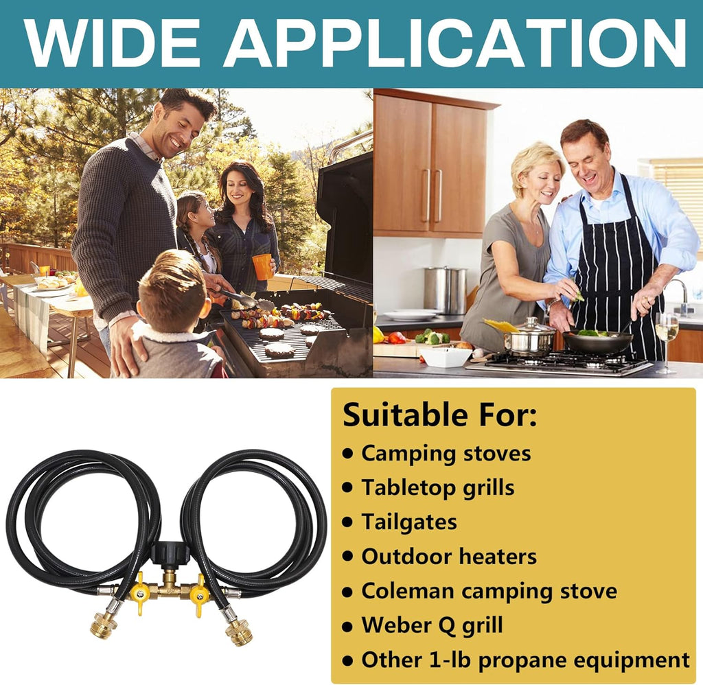 Propane 2 Way Splitter Adapter Hose with Shut Off Valve N87366