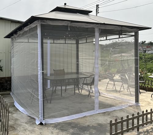 Mosquito Net for 10x10 Patio Gazebo Canopy, Double Door with Zipper G180