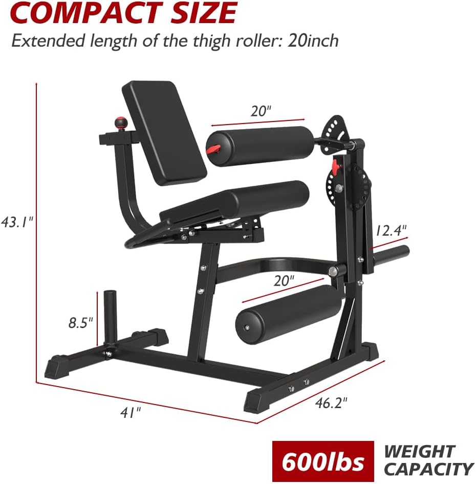 Seated Leg Extension and Curl Machine, Adjustable Plate Loaded, 600LBS Home Gym V258