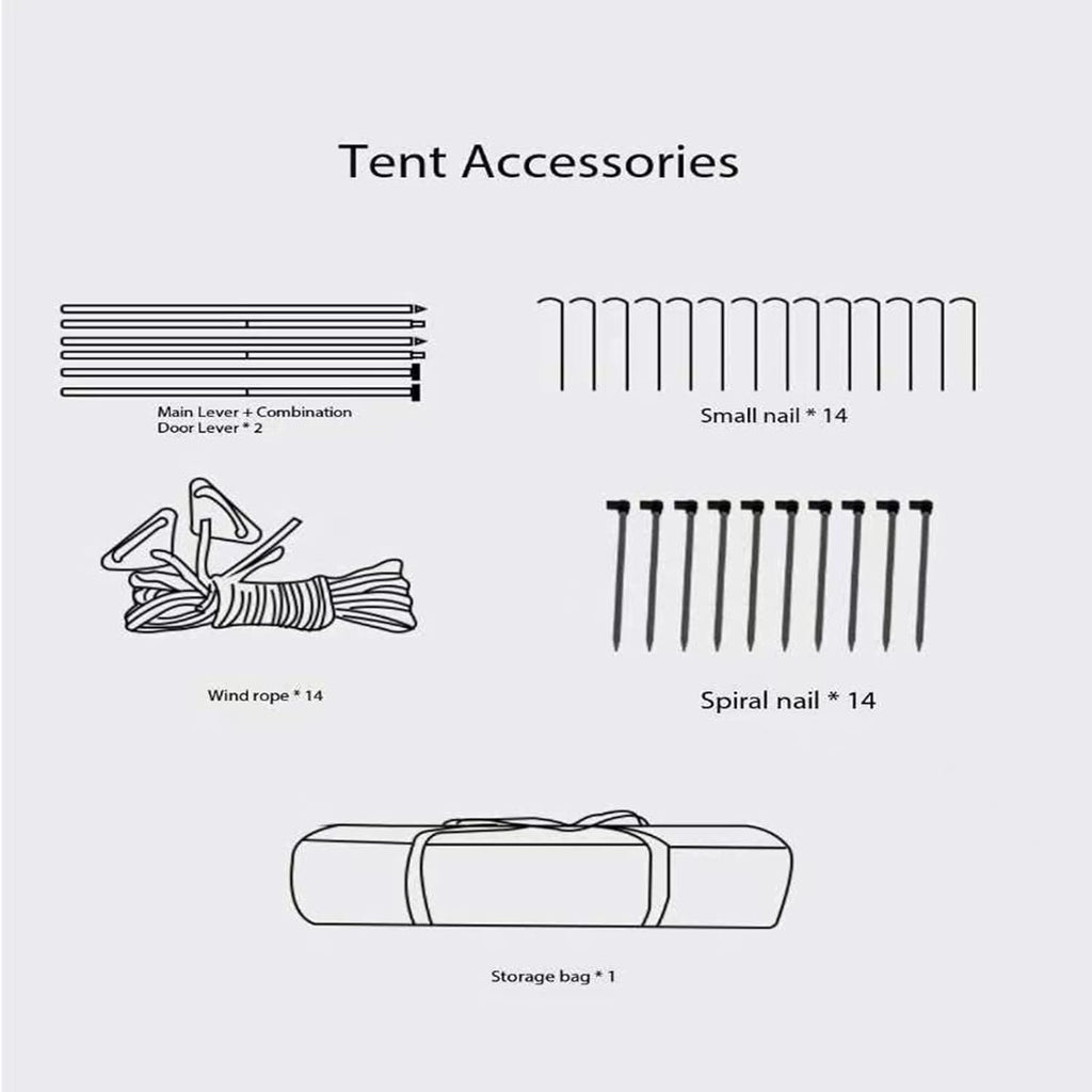 Outdoor Camping Tent, Double Door Family Hut Tent, Khaki I7898