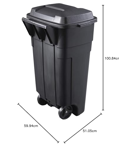 Heavy-Duty Wheeled Trash Can with Lid, 34-Gallon, Black Q3523