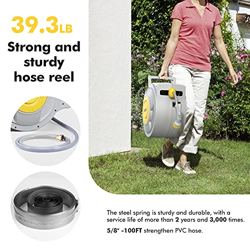 Retractable Garden Hose Reel, Heavy Duty, Wall Mounted H9826