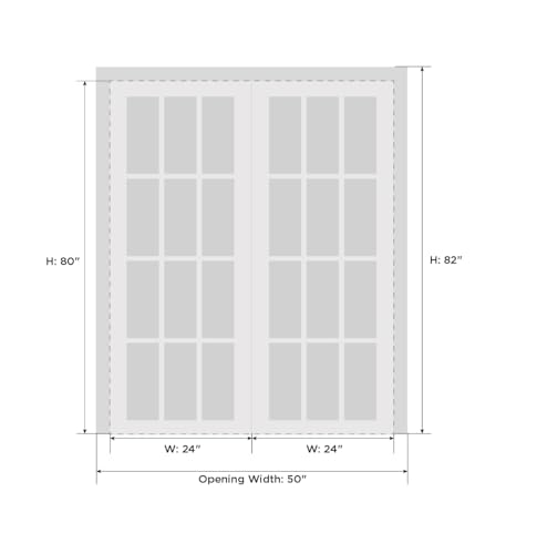 Solid French Double Doors 36 x 80 inches Opaque Glass White Silk Wood Panel F7367