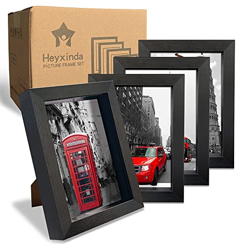 11x14 Shadow Box Picture Frames Set of 4, Wooden Shadow Box Frame Covered by Plexiglass 1.38" Deep Shadow Boxes Display Case for Table Top Display and Wall Mounting Large Shadow Box