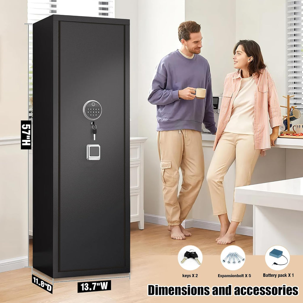 Biometric 5-Gun Safe Cabinet with LED Light and Adjustable Rack X27684