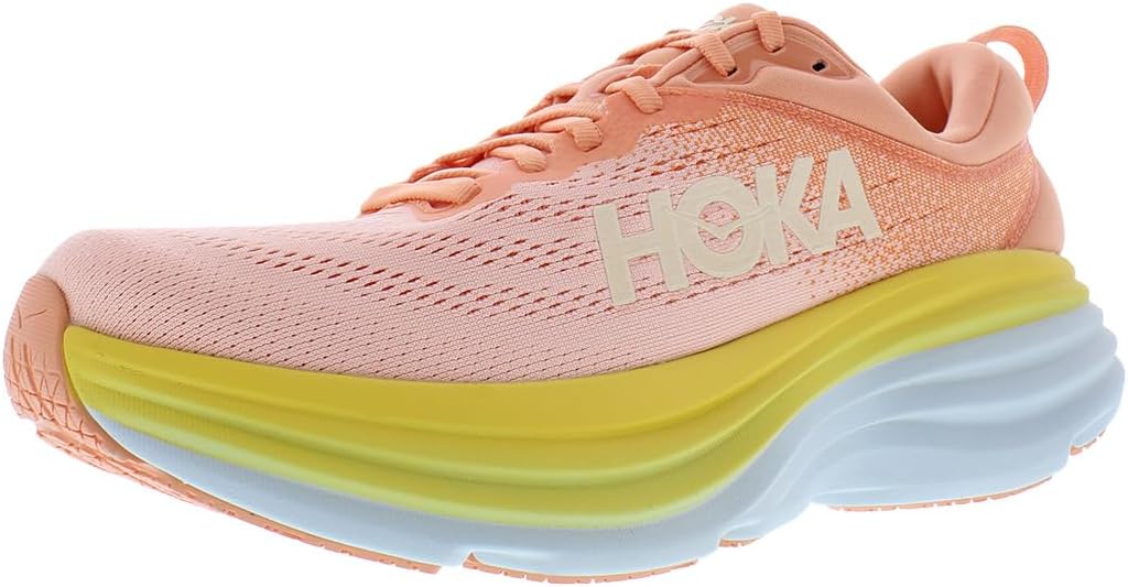 HOKA ONE ONE Bondi 8 Womens Shoes Size 7.5, Color: Shell Coral/Peach Parfait