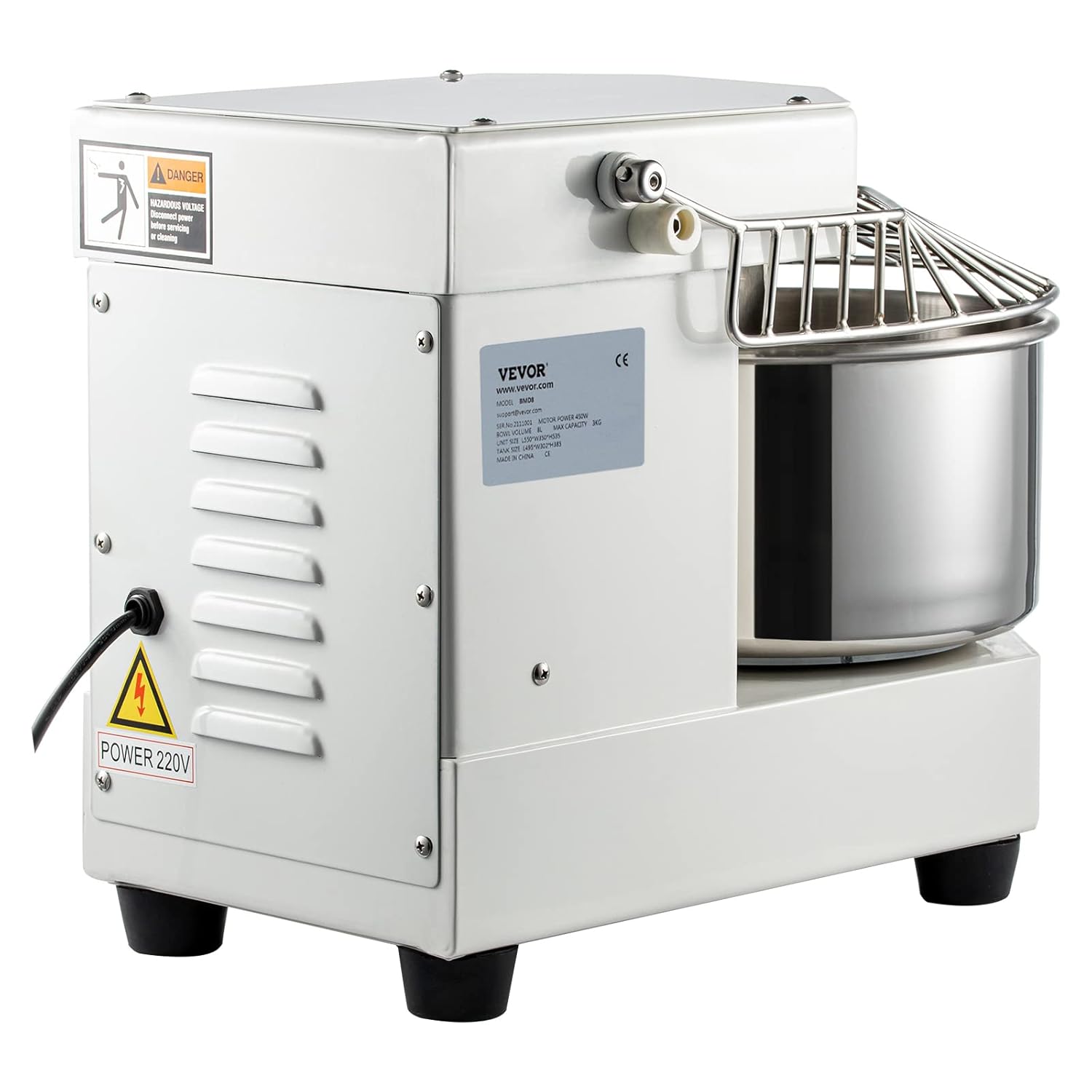 Commercial Food Mixer, 7.3Qt, 450W, Dough Kneading Machine with Stainless Steel Bowl U299760