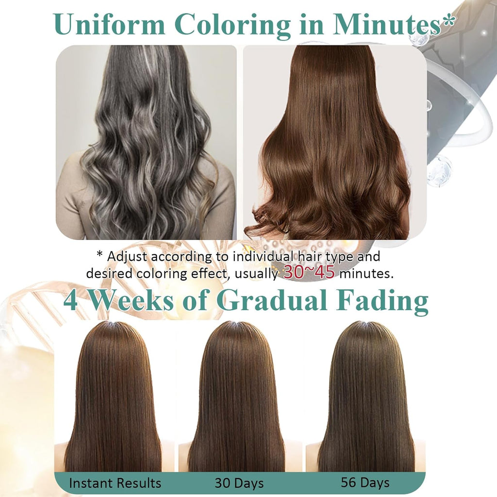 Herbal Hair Color Shampoo for Grey Hair, 3-in-1 Brown Dye Z39354