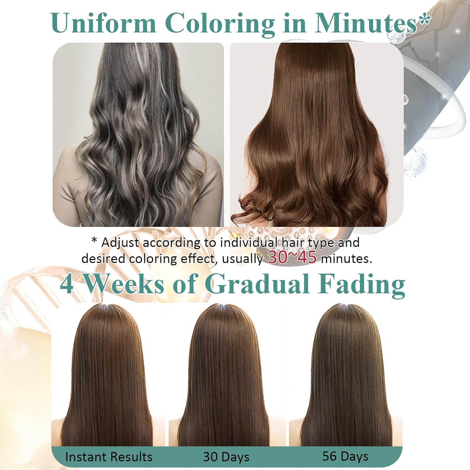Herbal Hair Color Shampoo for Grey Hair, 3-in-1 Brown Dye Z39354