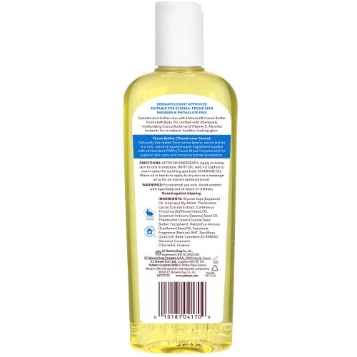 Cocoa Butter Body Oil with Vitamin E for Skin Hydration, 8.5 oz X973