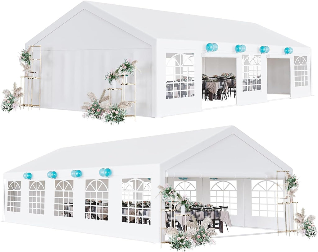 20x40 FT Party Tent Heavy Duty Wedding Canopy with White Large Roof, Detachable Sidewalls, and 3 Storage Bags, Outdoor Party Canopy for Wedding Parties, Outdoor Events, and Camping