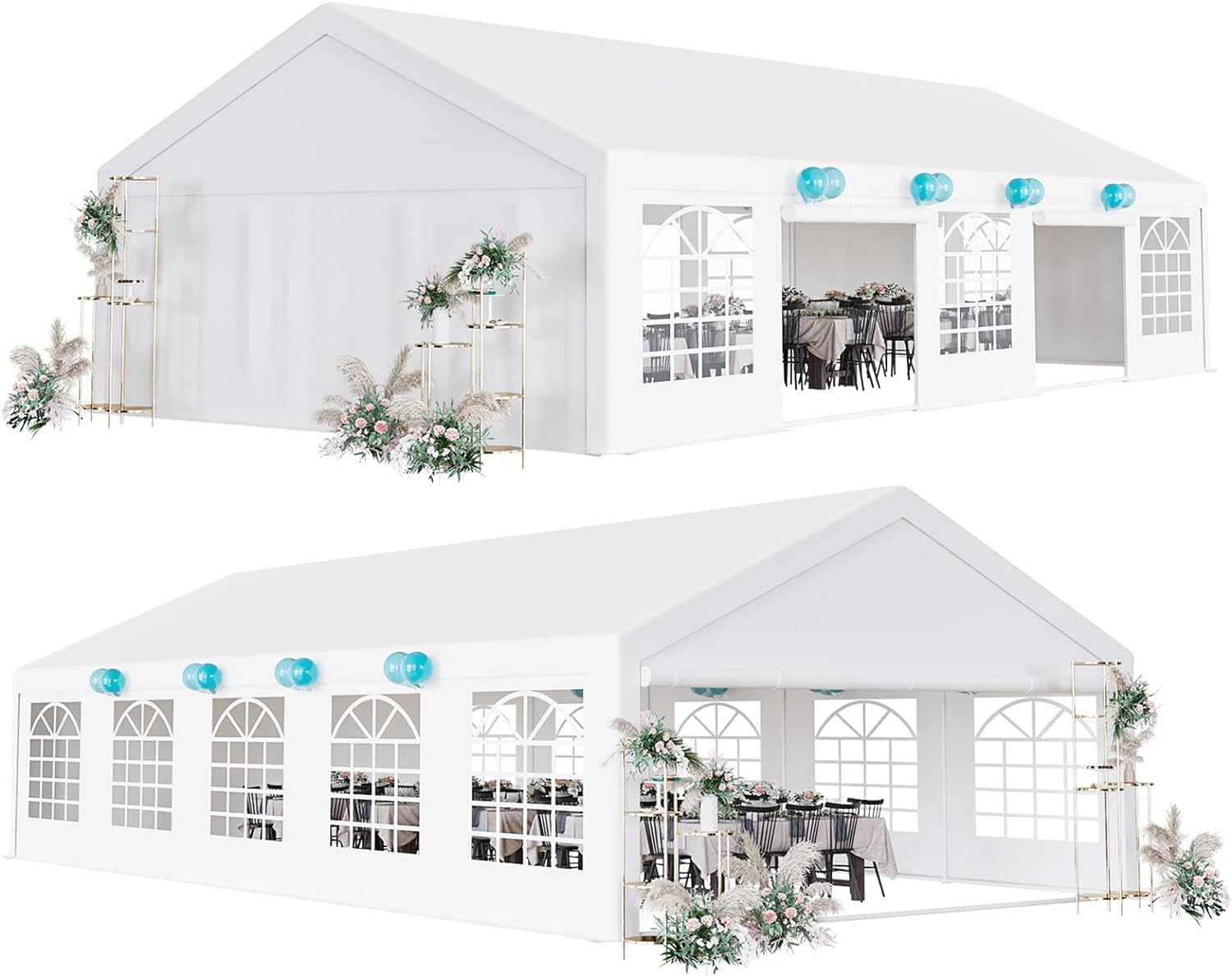 20x40 FT Party Tent Heavy Duty Wedding Canopy with White Large Roof, Detachable Sidewalls, and 3 Storage Bags, Outdoor Party Canopy for Wedding Parties, Outdoor Events, and Camping