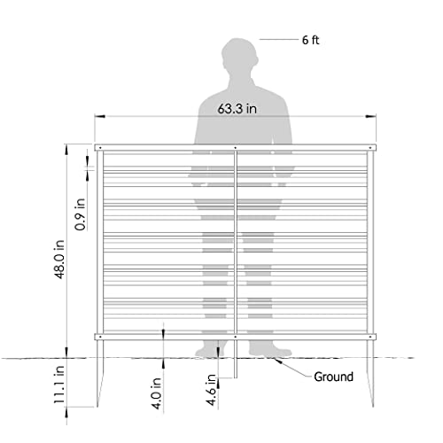 Outdoor Privacy Fence Screen 4 ft H x 5.3 ft W, Charcoal, 2 Panels W932498