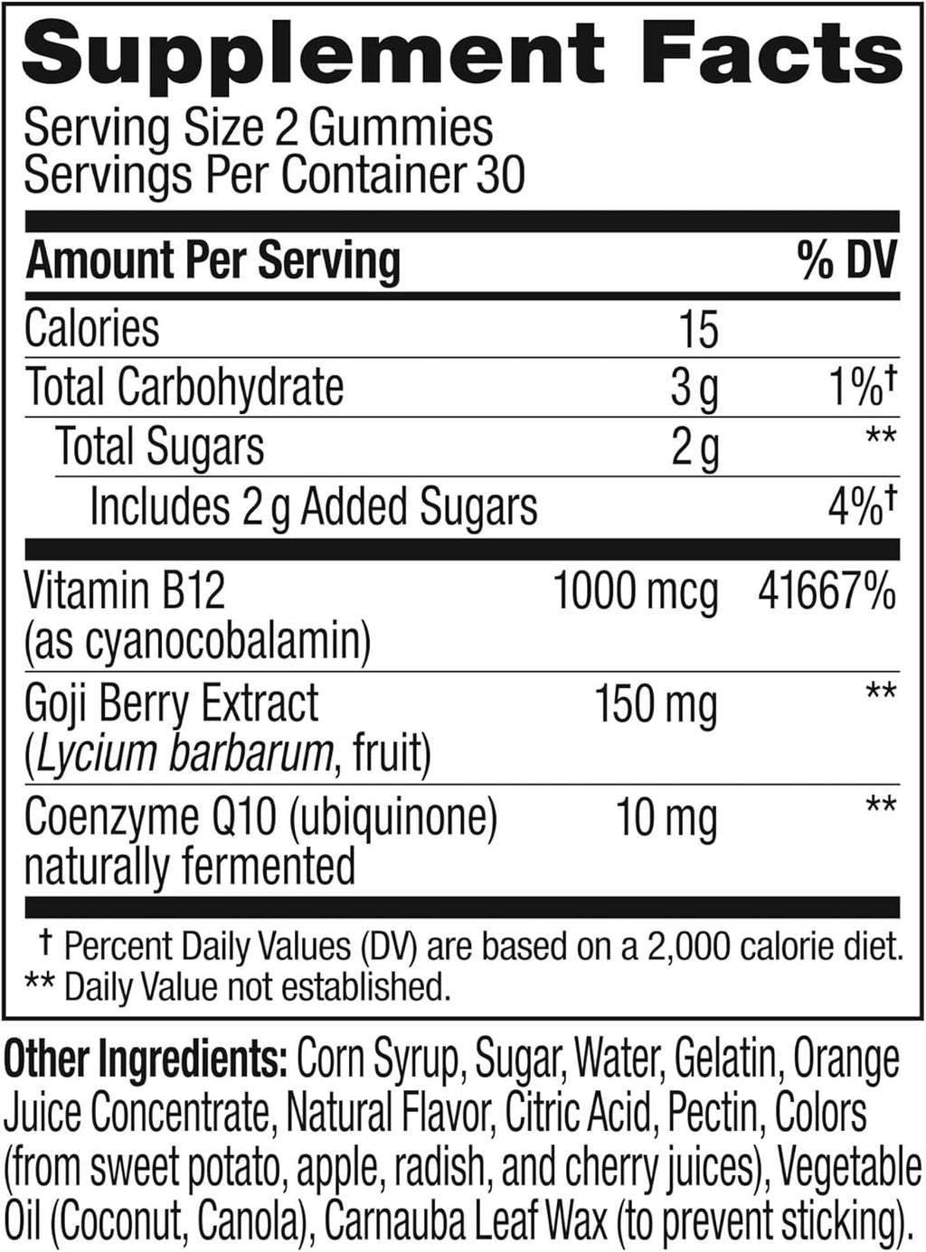 Energy Gummy Supplement with Vitamin B12, Caffeine Free, Berry Flavor N3916