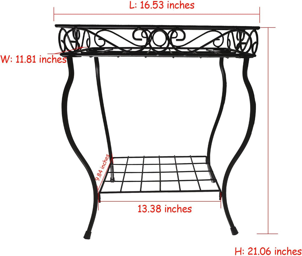 Rectangular Metal Plant Stand Rack for Small Pots, Black G401