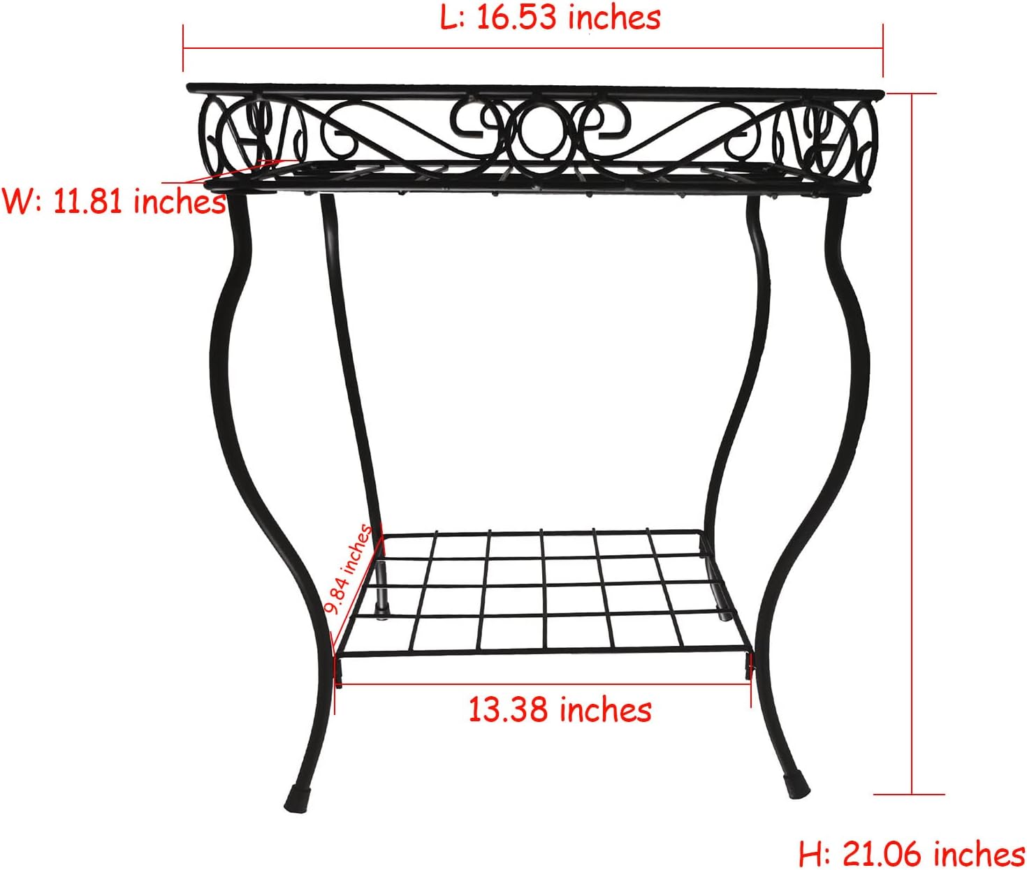 Rectangular Metal Plant Stand Rack for Small Pots, Black G401