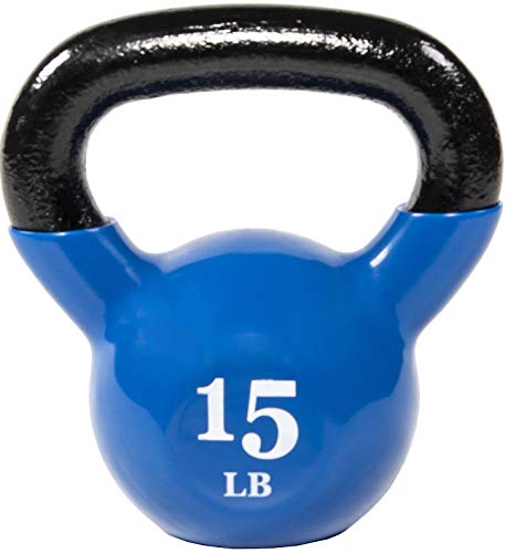 BalanceFrom All-Purpose Color Vinyl Coated Solid Cast Iron Kettlebell Weight