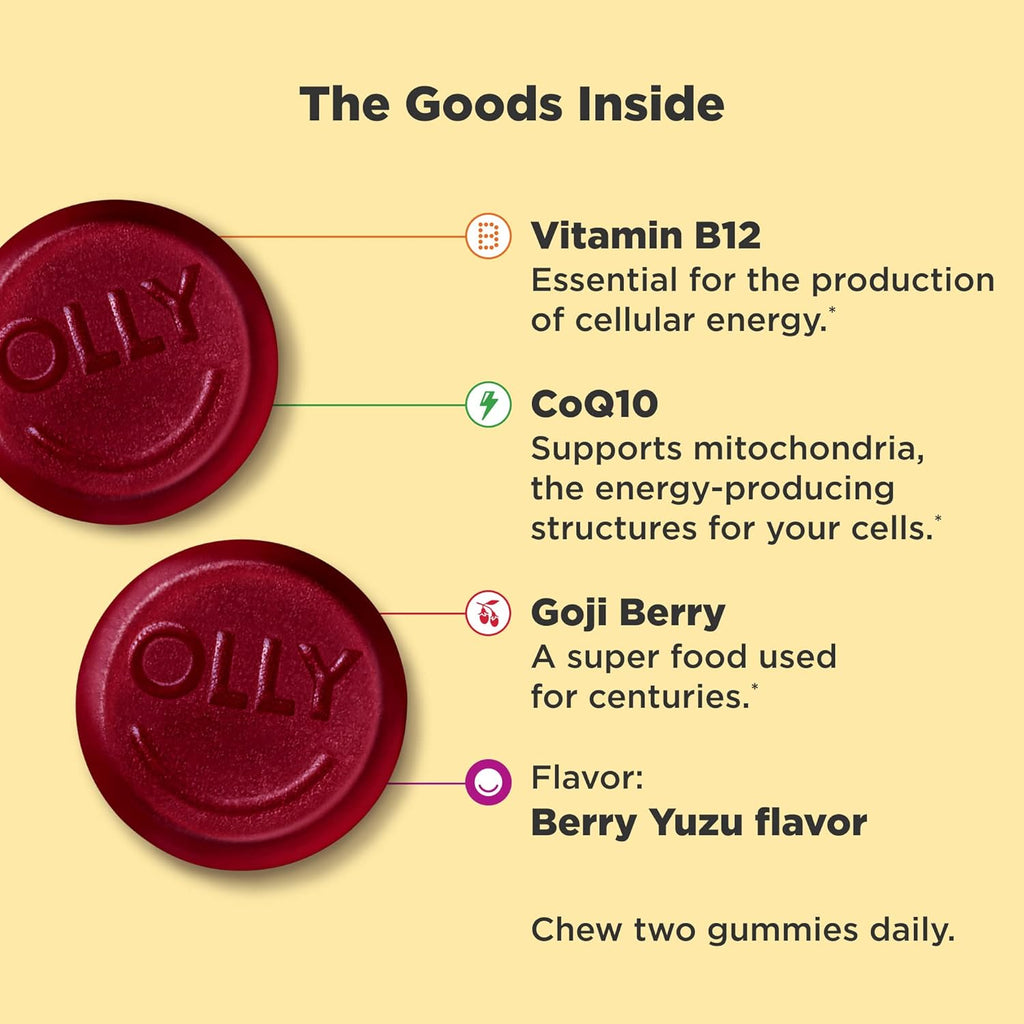 Extra Strength Daily Energy Gummy, Caffeine Free, Vitamin B12, CoQ10, Goji Berry H54643