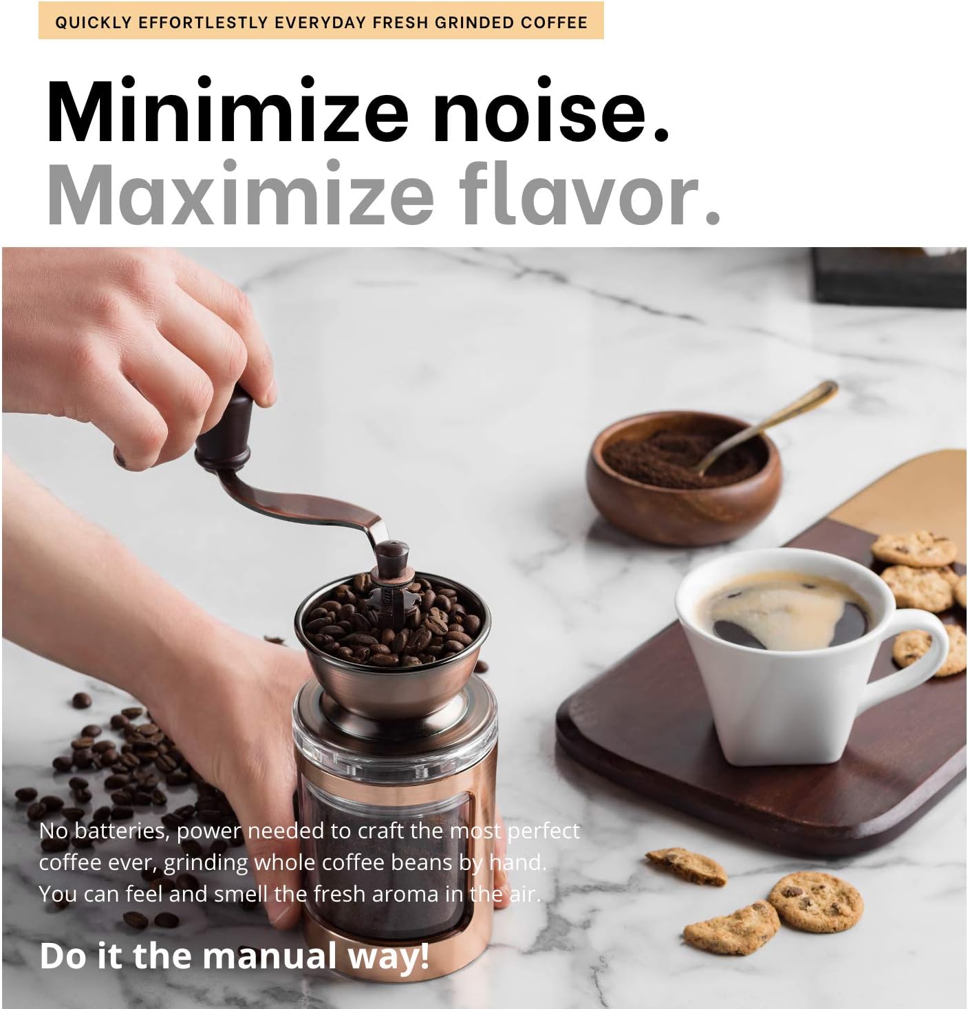 Manual Coffee Grinder with Adjustable Settings for French Press, Espresso N90489