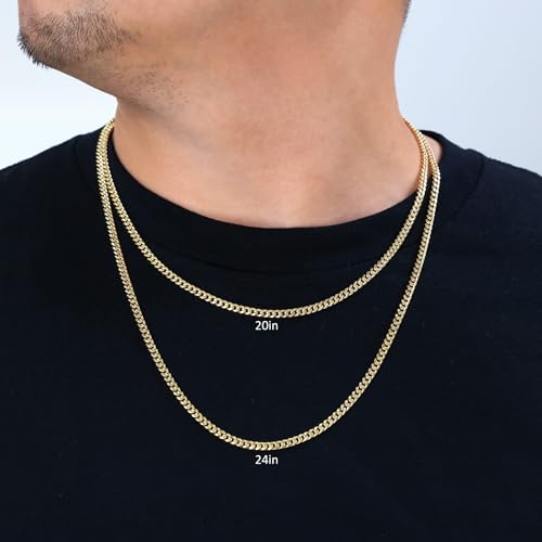14k Yellow Gold 4mm Miami Cuban Link Chain Pendant Necklace S483868