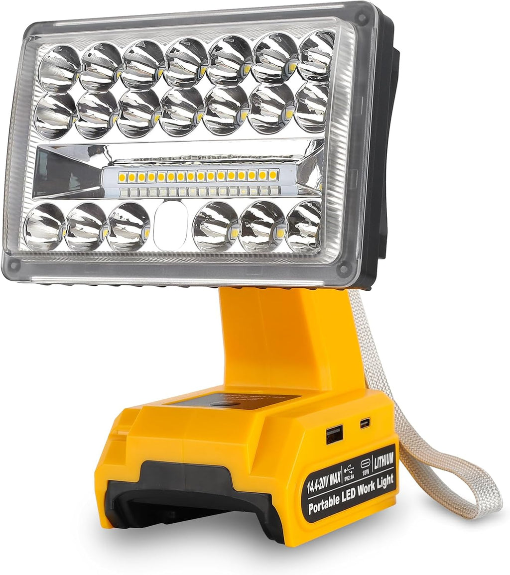 20V Light for Dewalt 20V Li-ion Battery,18W 2000LM for Dewalt light with Dual USB Port, 110° Pivoting Head, for Dewalt light 20V Max Led Work Light Floodlight Spotlight