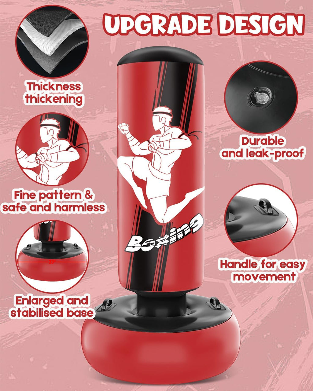 Inflatable Punching Bag for Kids with Boxing Gloves, Freestanding, 66 Inch X8644