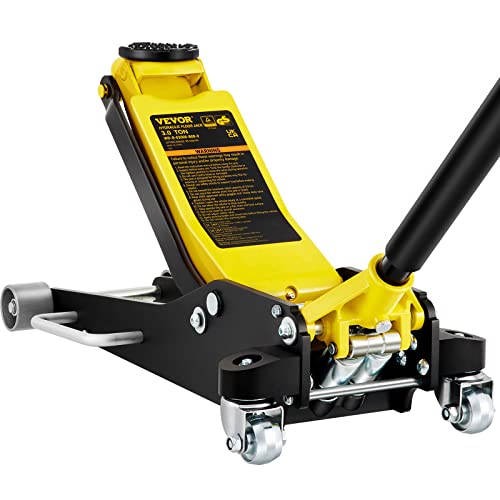 VEVOR 3 Ton Low Profile, Heavy-Duty Steel Racing Floor Jack with Dual Pistons Quick Lift Pump, Lifting Range 3.35"-19.69"
