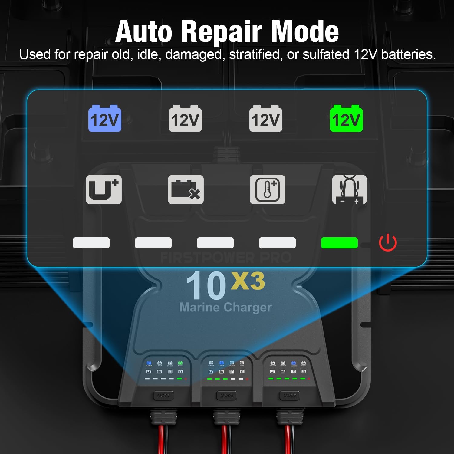 Marine Battery Charger 30A, 12V Waterproof Onboard Charger G29080