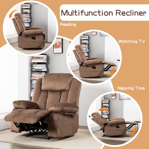 Massage Recliner Chair with Heat, 360° Swivel Rocking for Living Room W417908