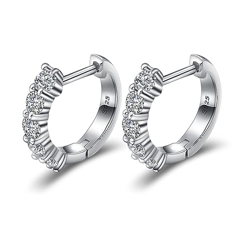 ZYI Moissanite Hoop Earrings,huggie Earrings for Women Men,D-E VVS1Simulated Diamond Moissanite Earrings,Sterling Silver Earrings Plated 18K White Gold for Wedding Jewelry,birthday,holiday gifts