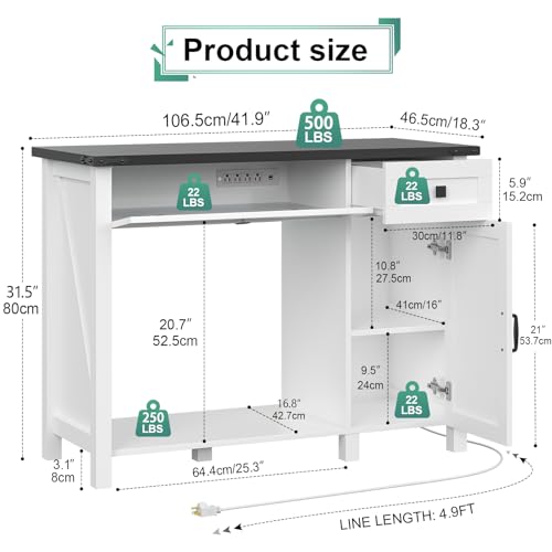 Aquarium Stand with Charging Station and Storage Cabinet E930
