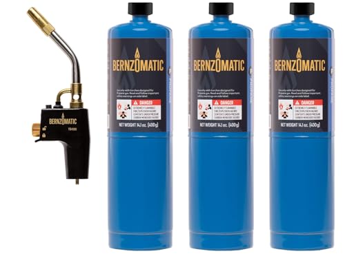 Bernzomatic TS4000 Trigger Start Torch 361524 (TS4000 Torch + 3 Pack Map Pro Gas)