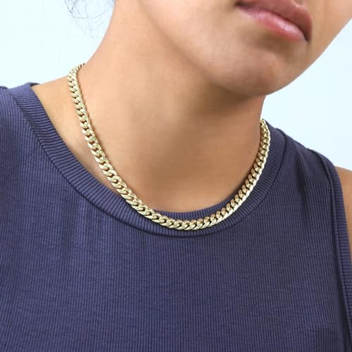 14k Yellow Gold 6.5mm Miami Cuban Link Chain Pendant Necklace A4474