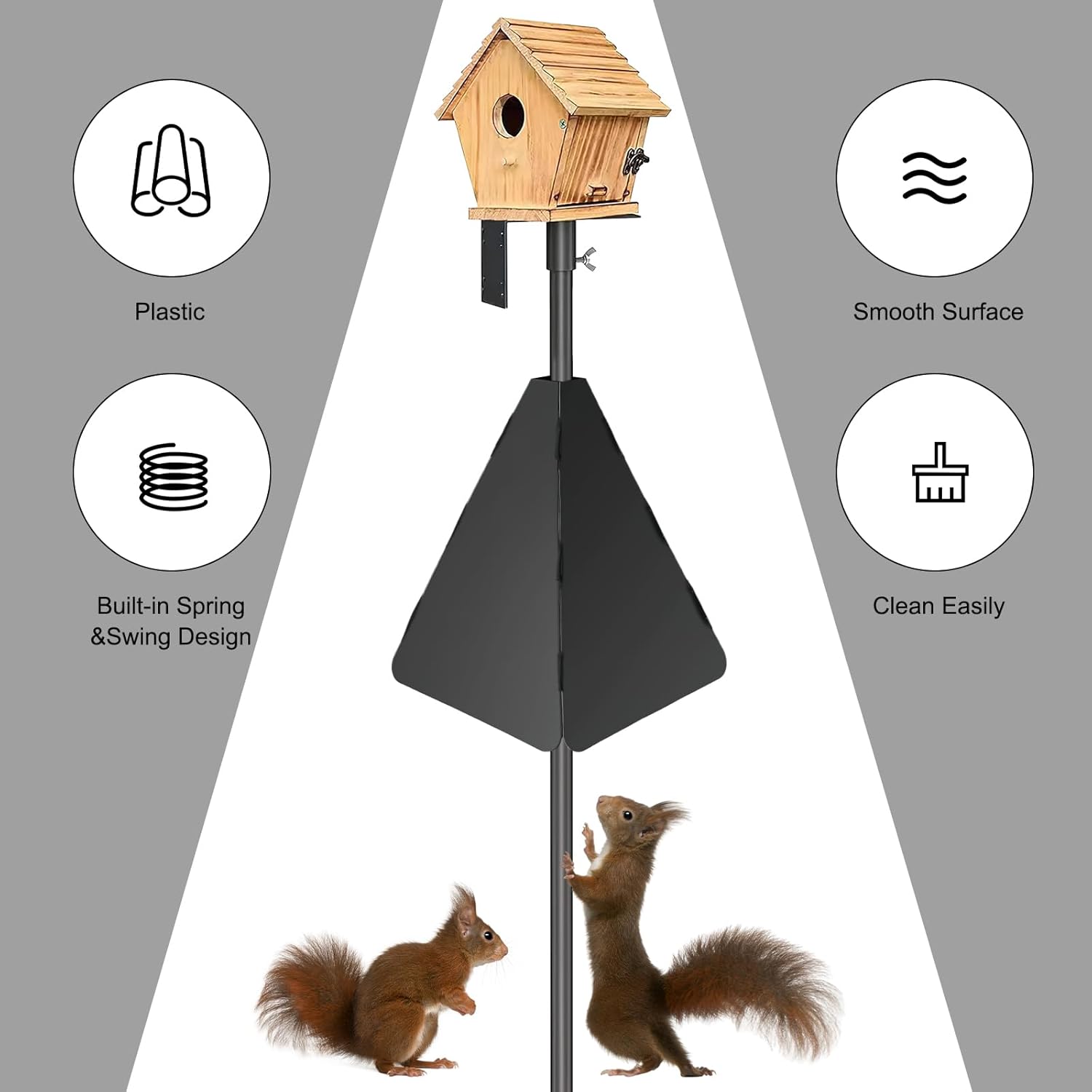Squirrel Baffle for Bird Feeder Pole, Outdoor Bird Food House Guard, Black Q9846