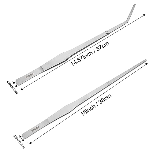 Aquarium Tweezers Extra Long 15 inches Stainless Steel Set for Fish Tank Plants and Reptile Feeding J1314