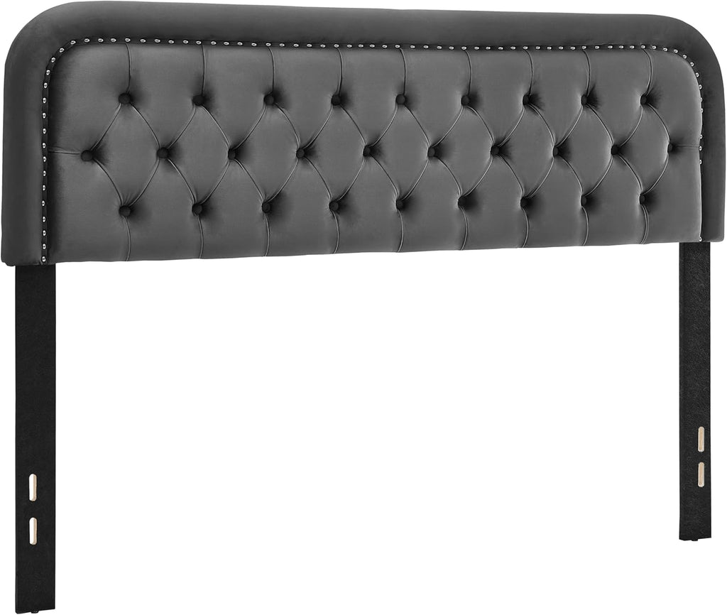 Tufted Upholstered Headboard Full Size,Bed Headboards for Adjustable Head Boards Mid Century Modern Velvet Head Board Bedroom Free Standing Fabric Stand Alone (Grey,55.7"*45")
